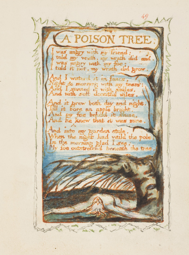 A Poison Tree. Songs of Innocence and of Experience, ca 1825. Artist: Blake, William (1757-1827) (Photo by Fine Art Images/Heritage Images/Getty Images)